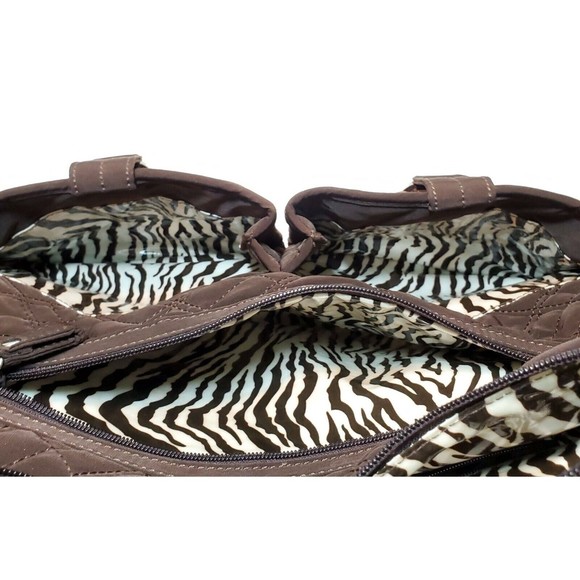 Vera Bradley Purse Microfiber Zebra Vinyl Lined Quilted Toiletry Travel Handbag - Picture 8 of 12